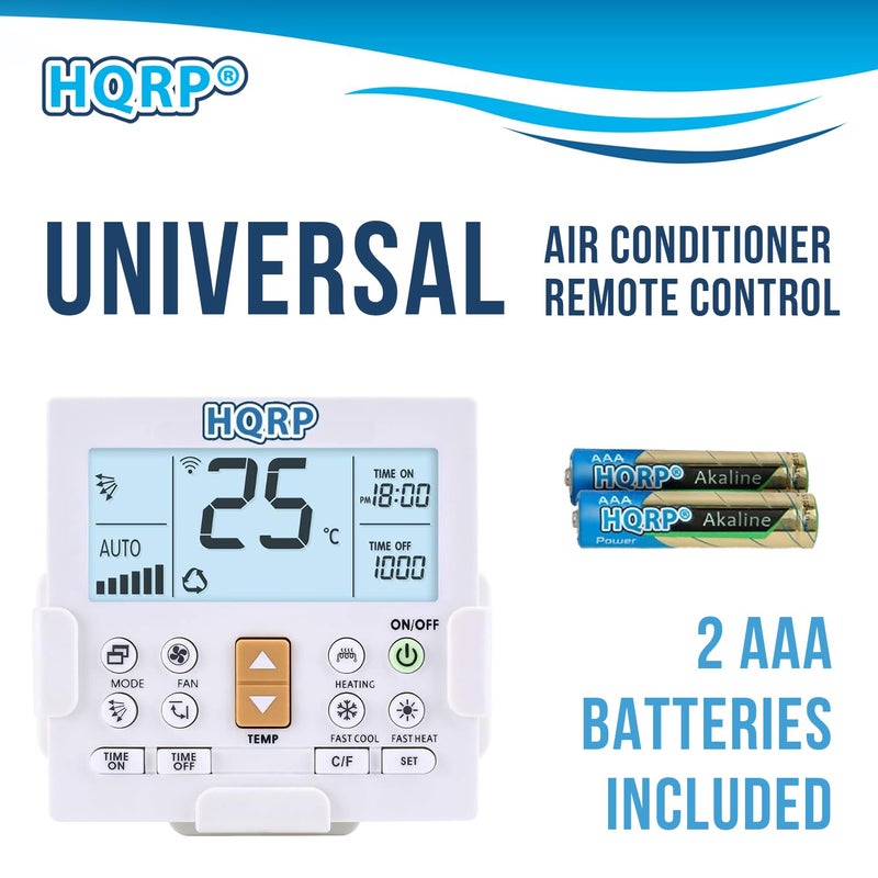HQRP Universal Remote Control for Air Conditioner: Window AC, Split AC, Mini Split AC etc. Compatible with Gree Midea Fujitsu Mitsubishi Lg Panasonic Sharp Hisense Haier Aux Mirage, 1000 Other Brands - Image 2